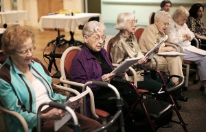 Nursing Homes Women Seated in Line