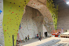 See how "supportive" your date can be as you belay each other at a climbing gym.