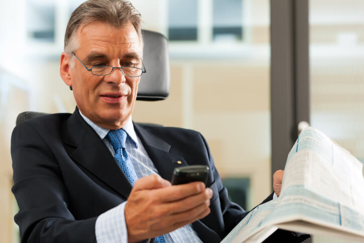 Businessman working in his office