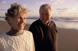Couple walking on the beach
