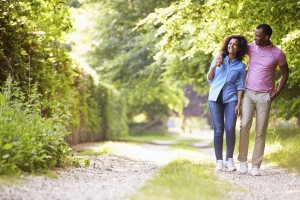 young could walking in park