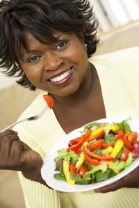 woman eating a salad