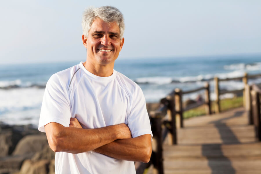 mid age man at the beach