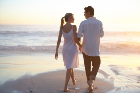 couple walking on beach