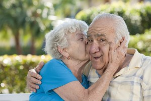 affectionate senior couple