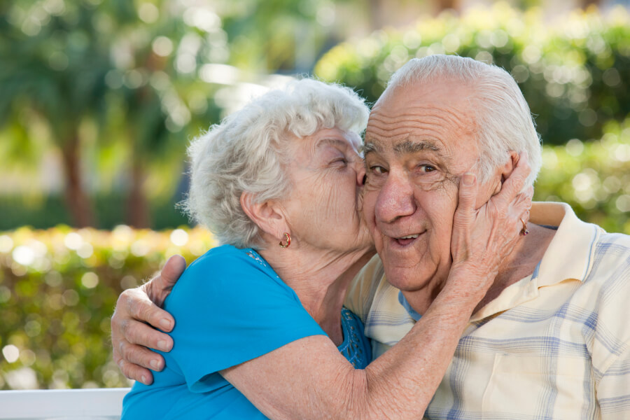 affectionate senior couple