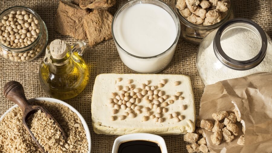Soy beans, milk and oil.