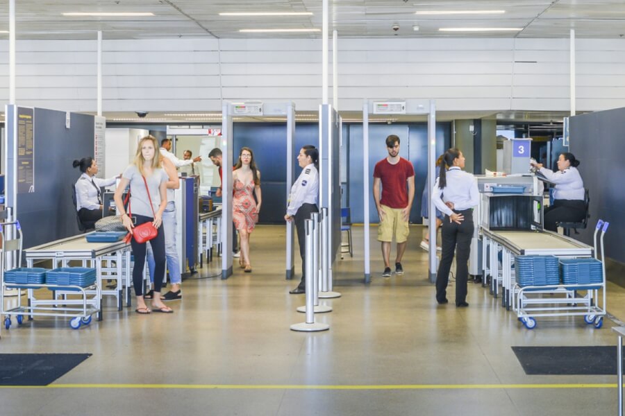 Airport security checkpoint.