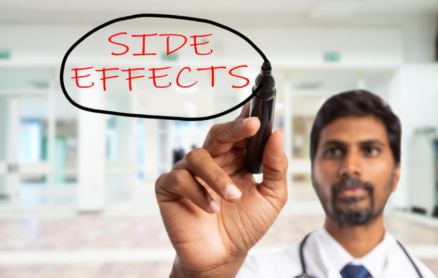 Medical doctor circling the words side effects.