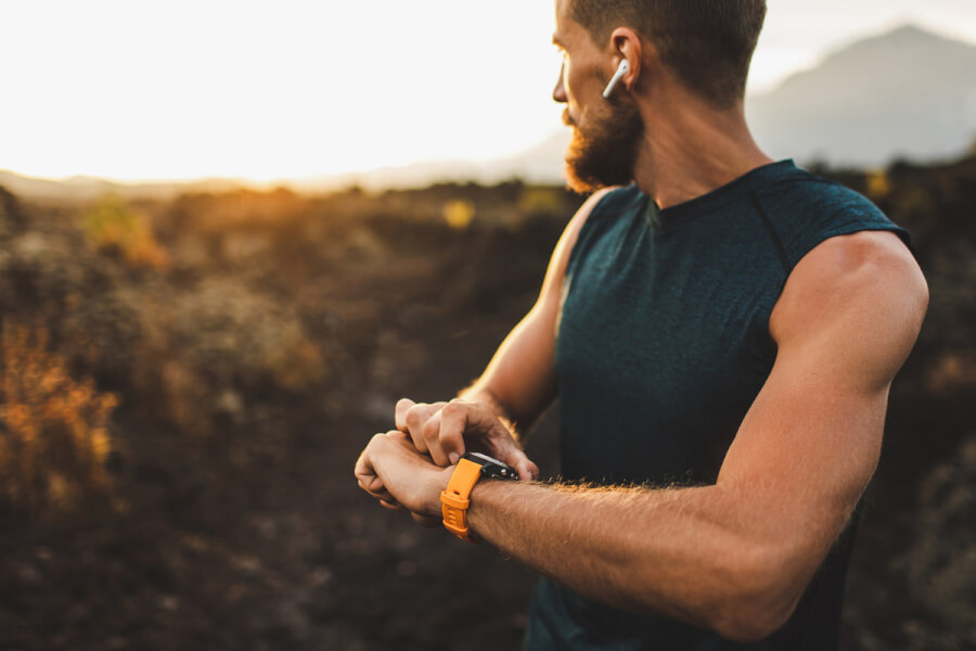 Man using his smartwatch.