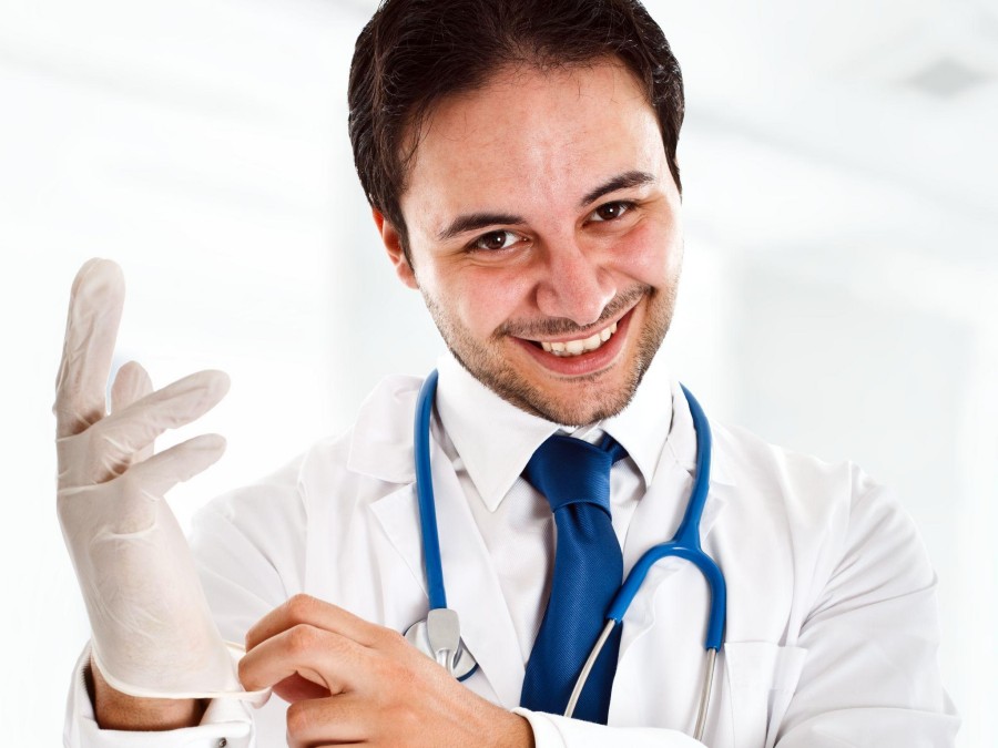medical doctor with glove