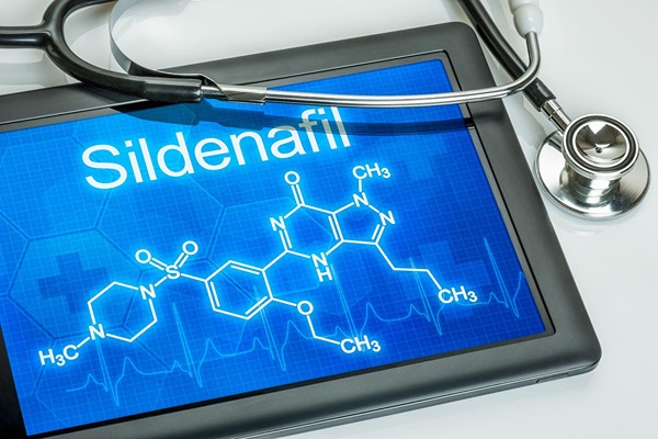 The word Sildenafil on a tablet The word Sildenafil on a tablet