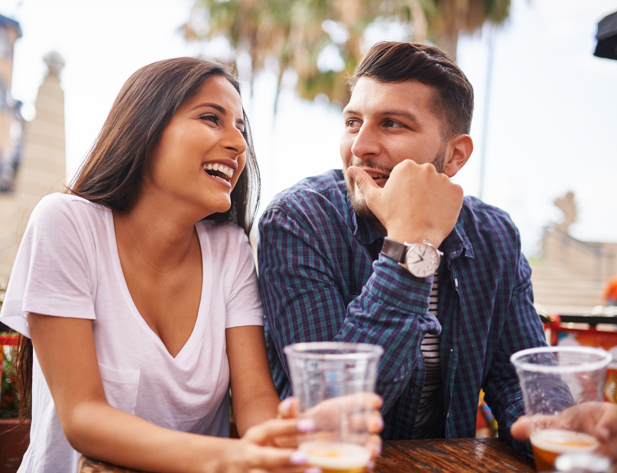 a couple laughing