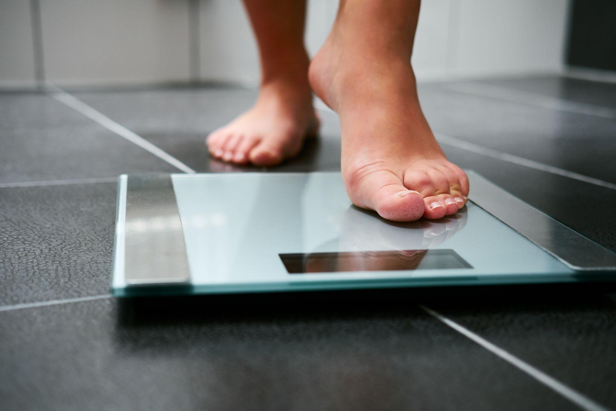 weighing on a scale