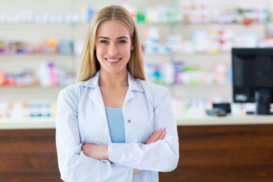 female pharmacist smiling