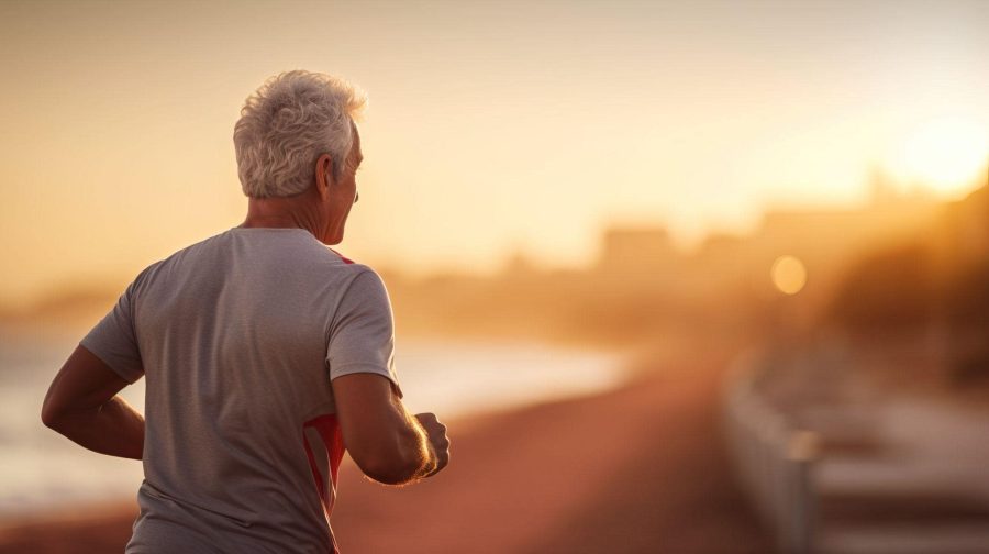 middle-aged man jogging