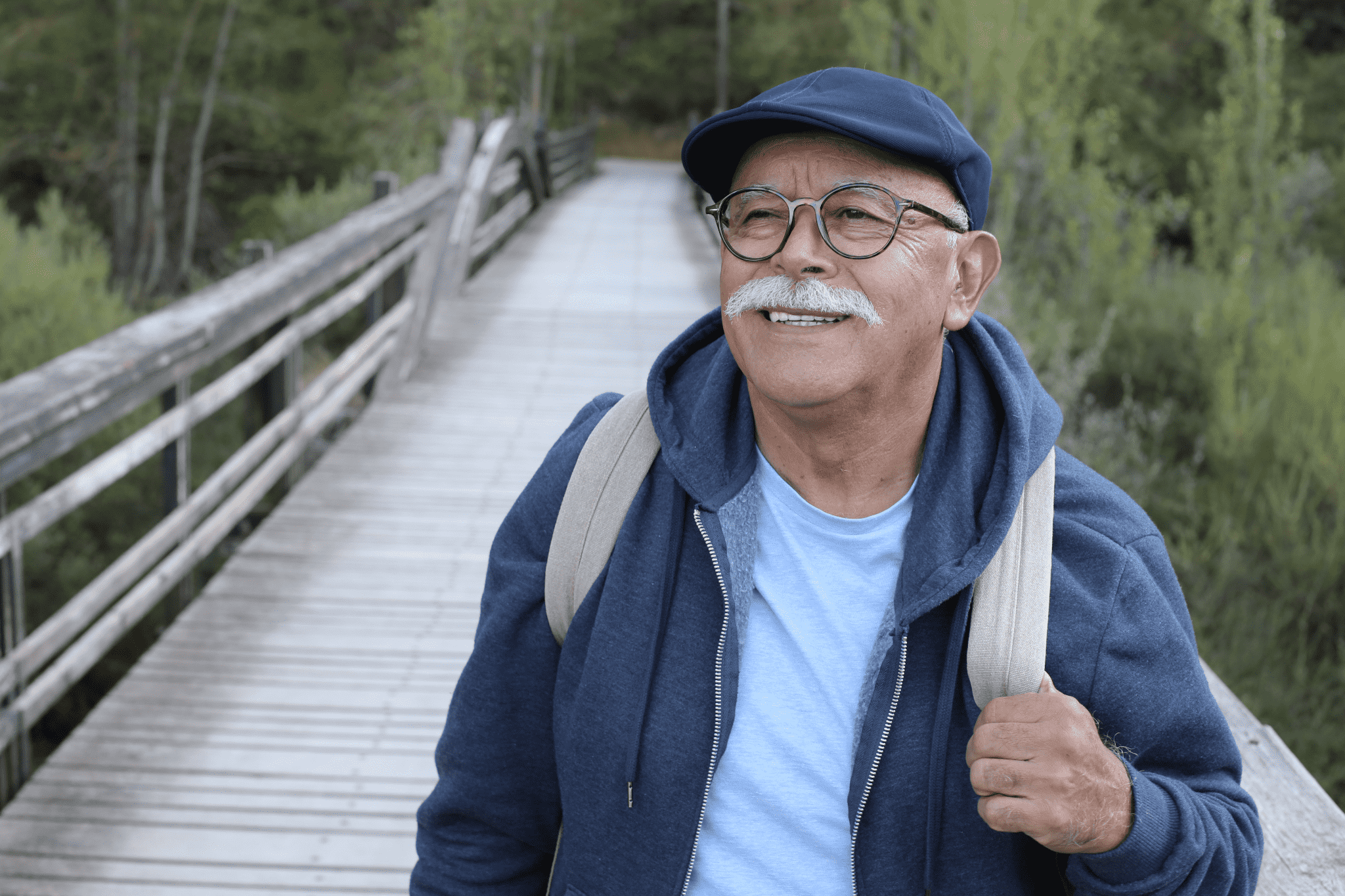 senior on a hike