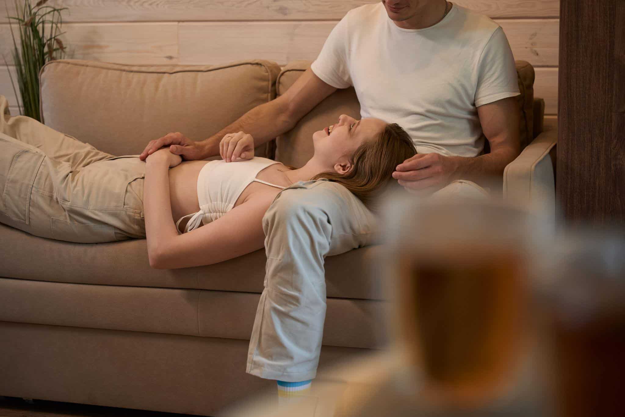 young couple on a couch