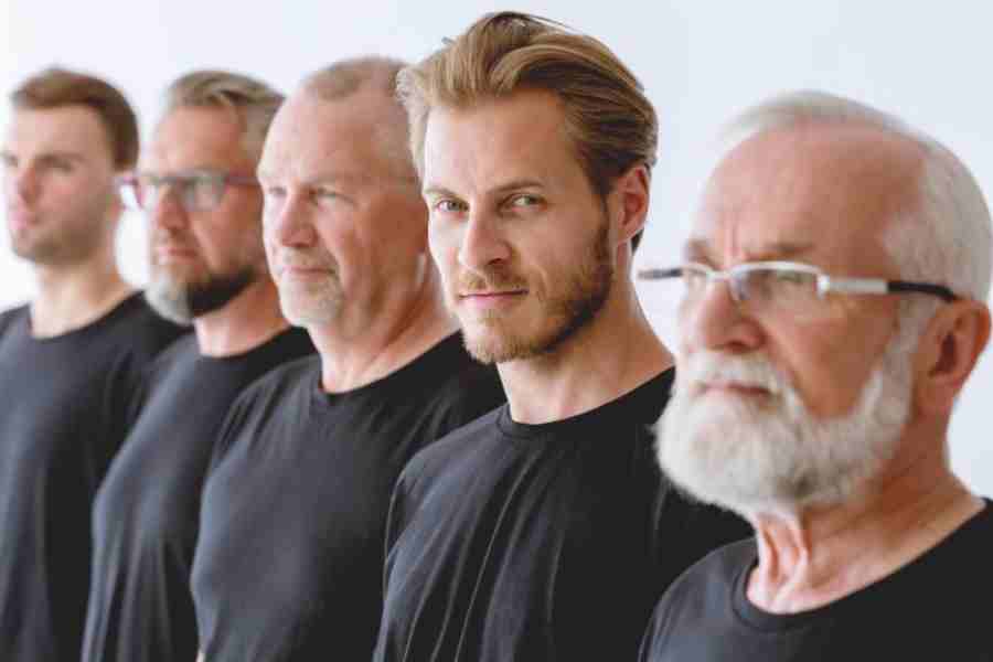 five men wearing black shirts