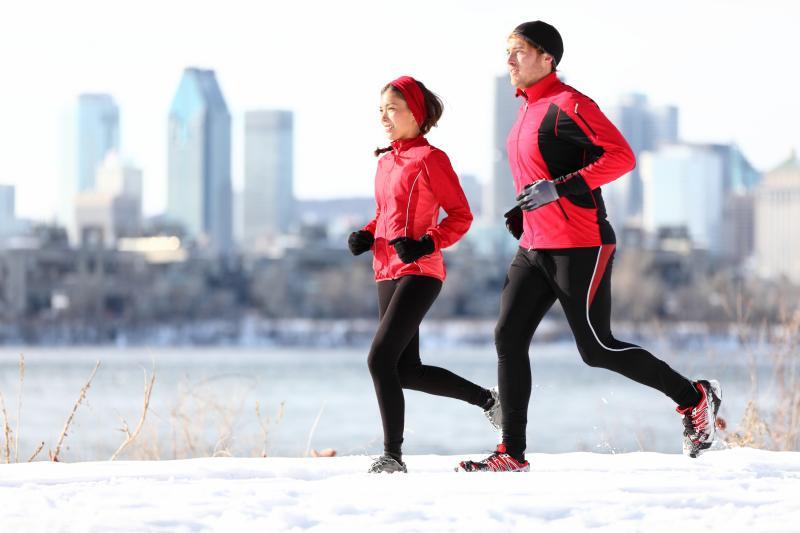 couple jogging in winter