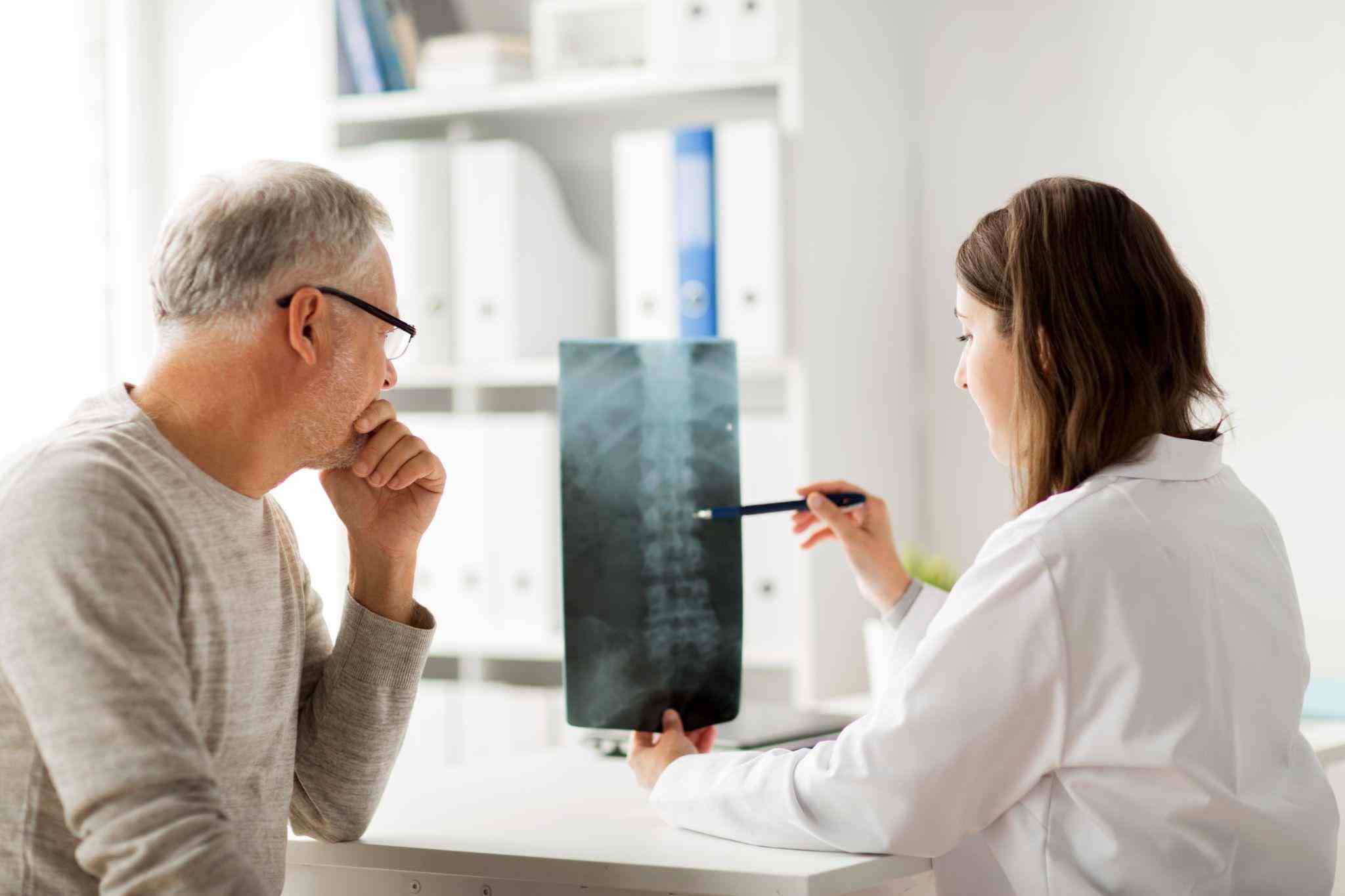 examining an xray at the doctor's