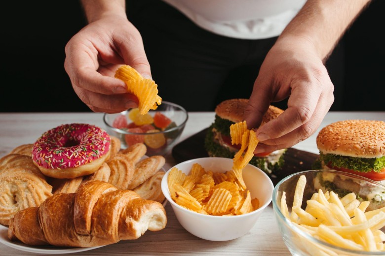 high sodium foods such as chips, donuts, hamburgers, cookies, gummies
