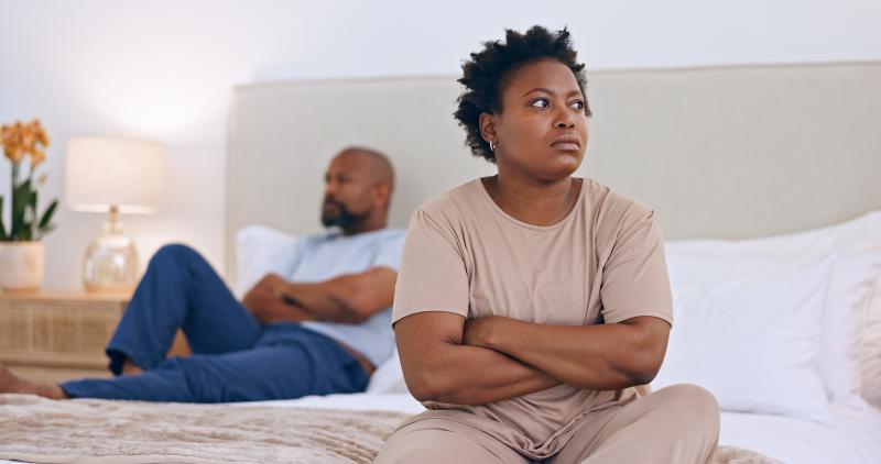 couple after an argument in bed