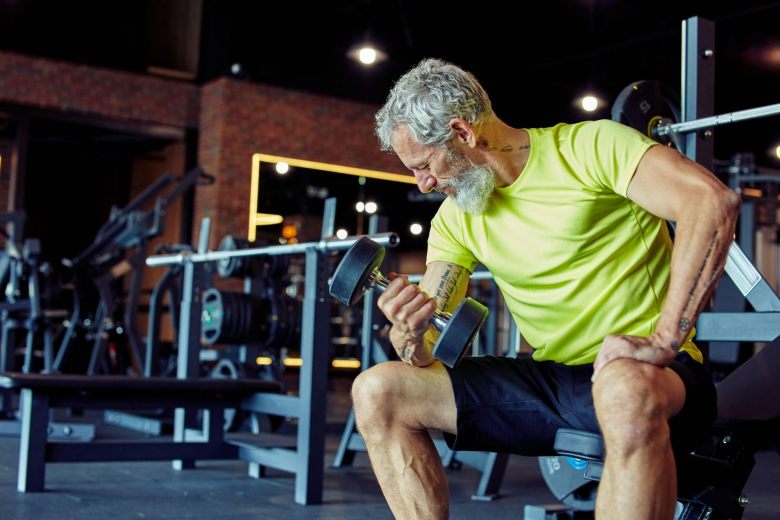 middle-aged man exercising