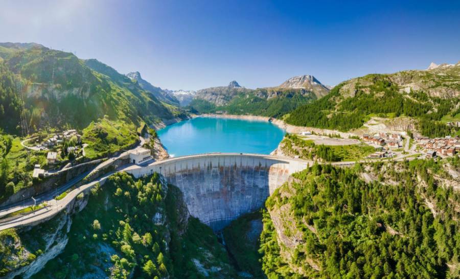 big dam holding back a massive body of water