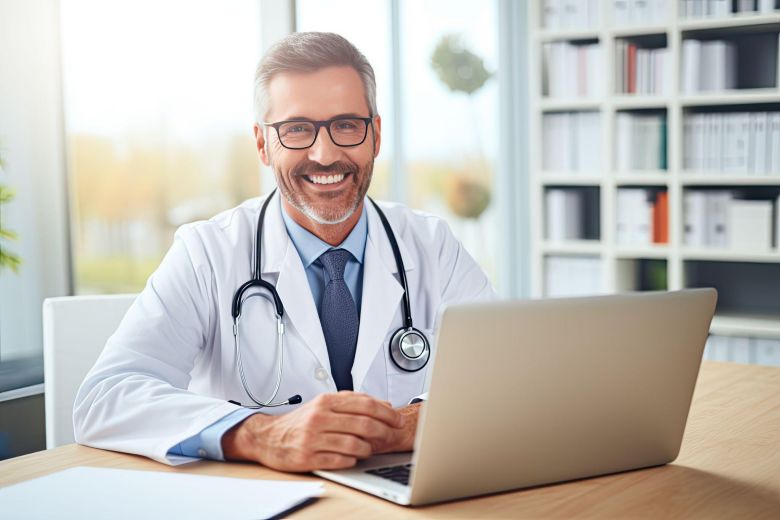 doctor at his office