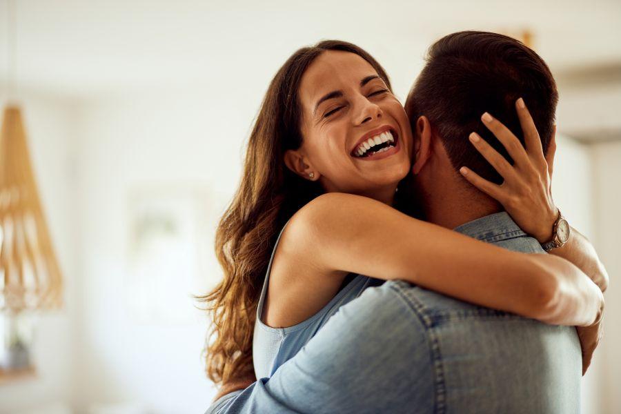 happy young couple embracing