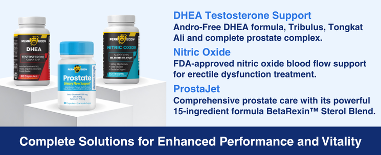 DHEA, nitric oxide, and ProstaJet prostate supplement bundle for men.