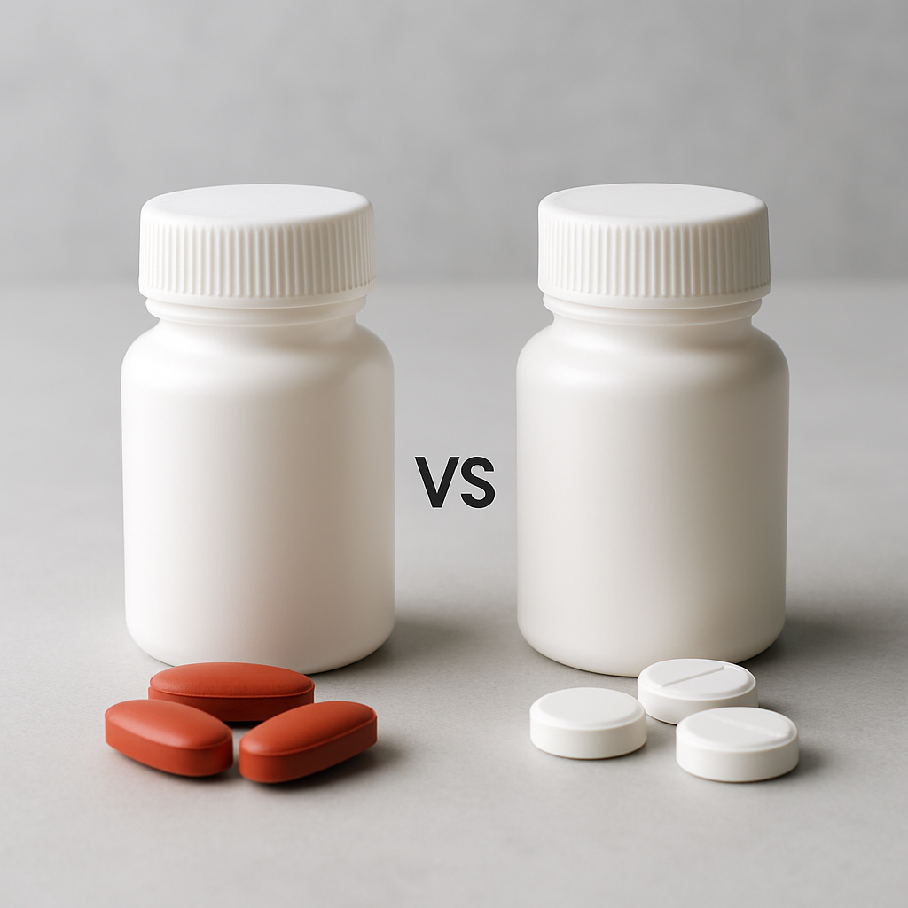Allegra and Claritin tablets side by side in a fexofenadine vs loratadine comparison.