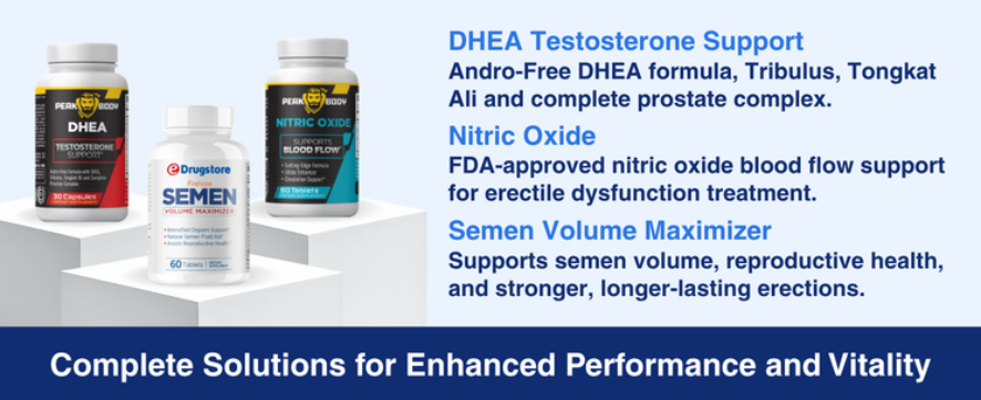 Peak Body DHEA, Nitric Oxide, and Semen Volume Maximizer supplements