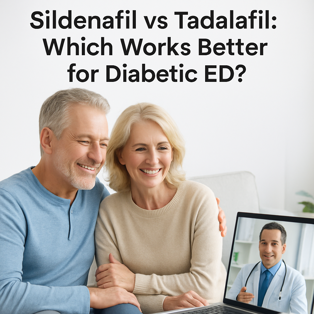 Sildenafil and tadalafil tablets compared as treatment options for diabetic ED.