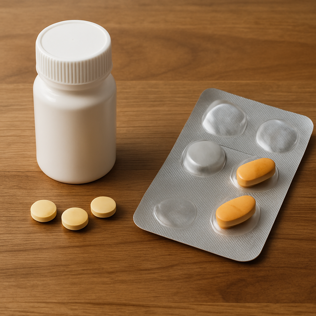 Two tadalafil pill bottles labeled for comparing tadalafil daily vs on-demand ED treatment routines.