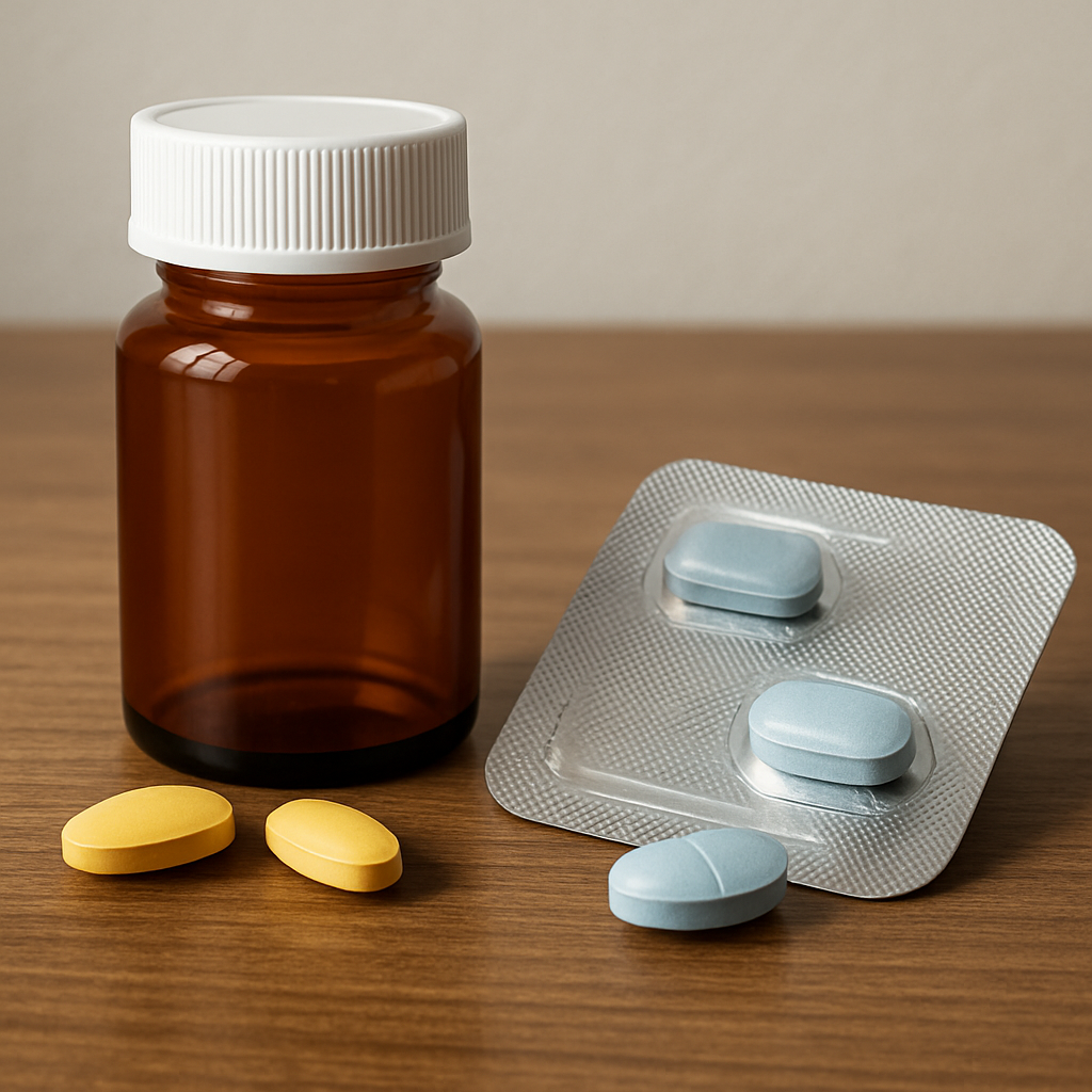 A man comparing tadalafil vs avanafil pills for ED headache side effects.