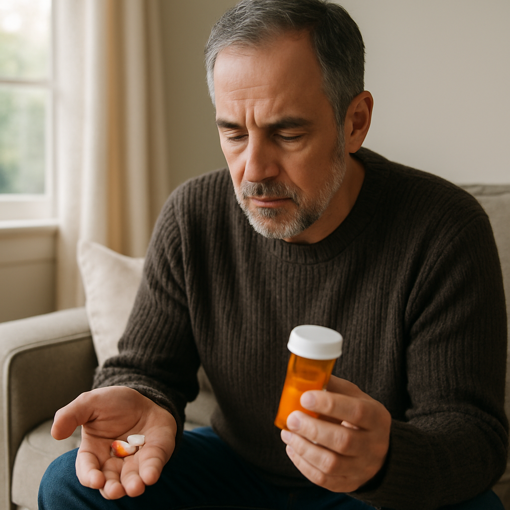 Two prescription pill bottles representing tamsulosin vs alfuzosin for BPH treatment side effect comparison.