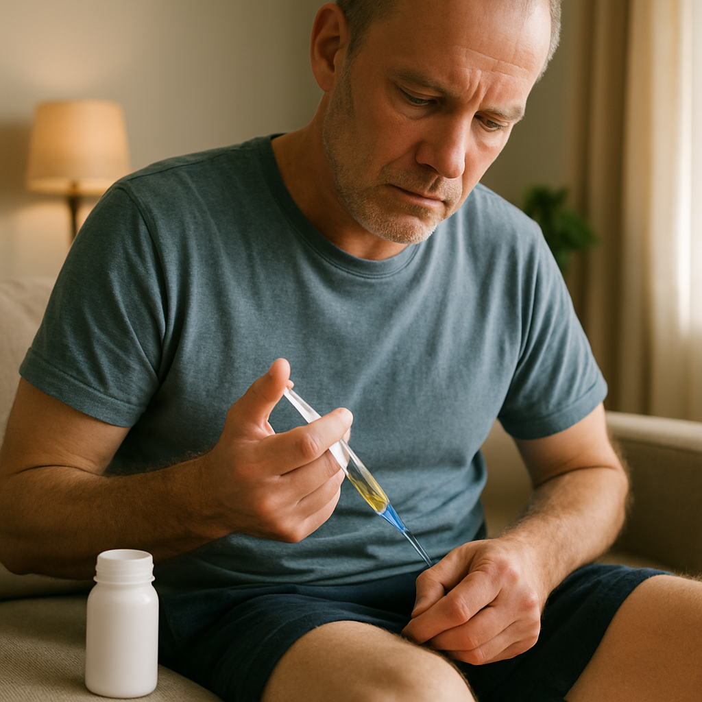 Vial and syringe representing testosterone injections dose too high warning signs